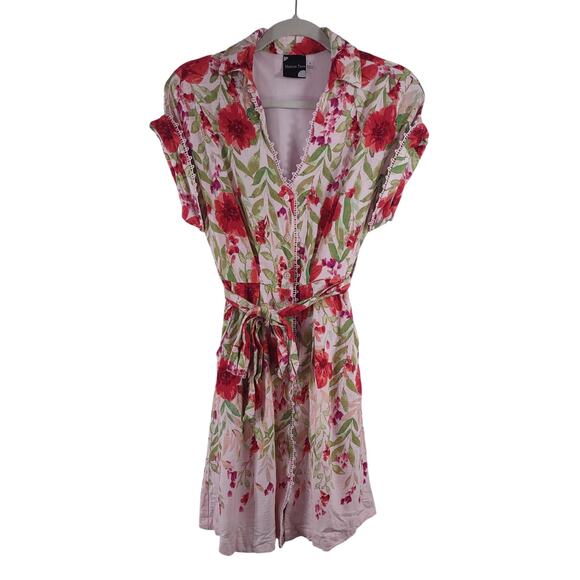 Maison Tara Linen Rayon Blend Floral Dress, Size 4 - Picture 1 of 8